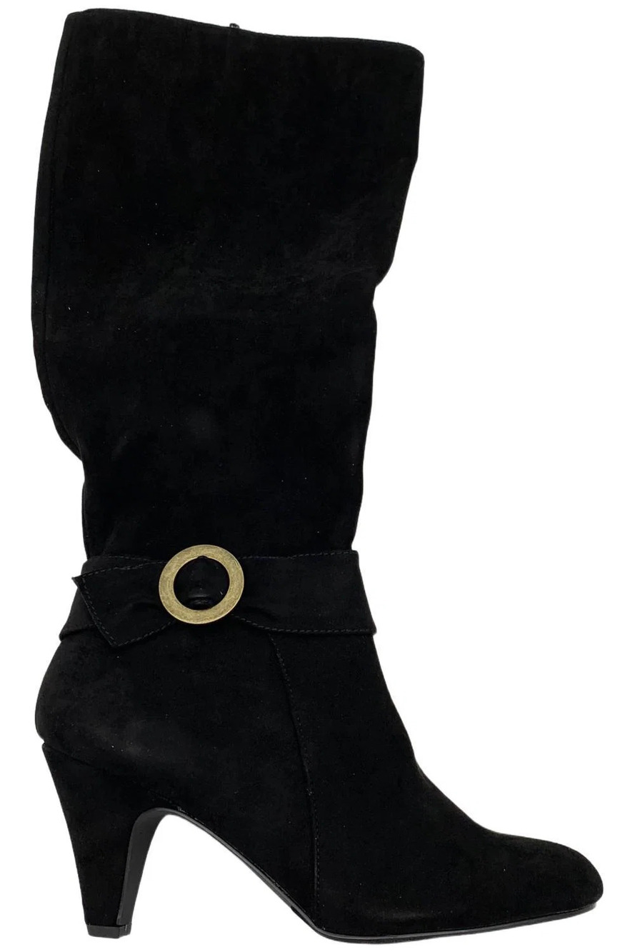 Bella Vita Women's Rima Tall Shaft Heeled Boots Black Suede - Medium